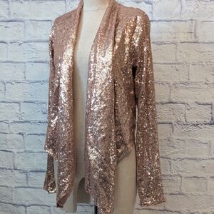 Rose Gold Sequin Open Front Cardigan/Jacket Size XS-Small